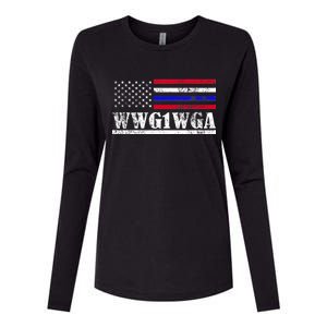 WWG1WGA Qanon Political Conspiracy Womens Cotton Relaxed Long Sleeve T-Shirt