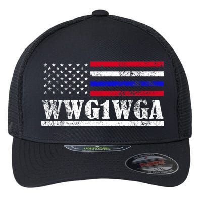 WWG1WGA Qanon Political Conspiracy Flexfit Unipanel Trucker Cap