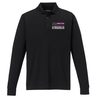 WWG1WGA Qanon Political Conspiracy Performance Long Sleeve Polo