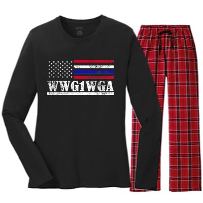 WWG1WGA Qanon Political Conspiracy Women's Long Sleeve Flannel Pajama Set 