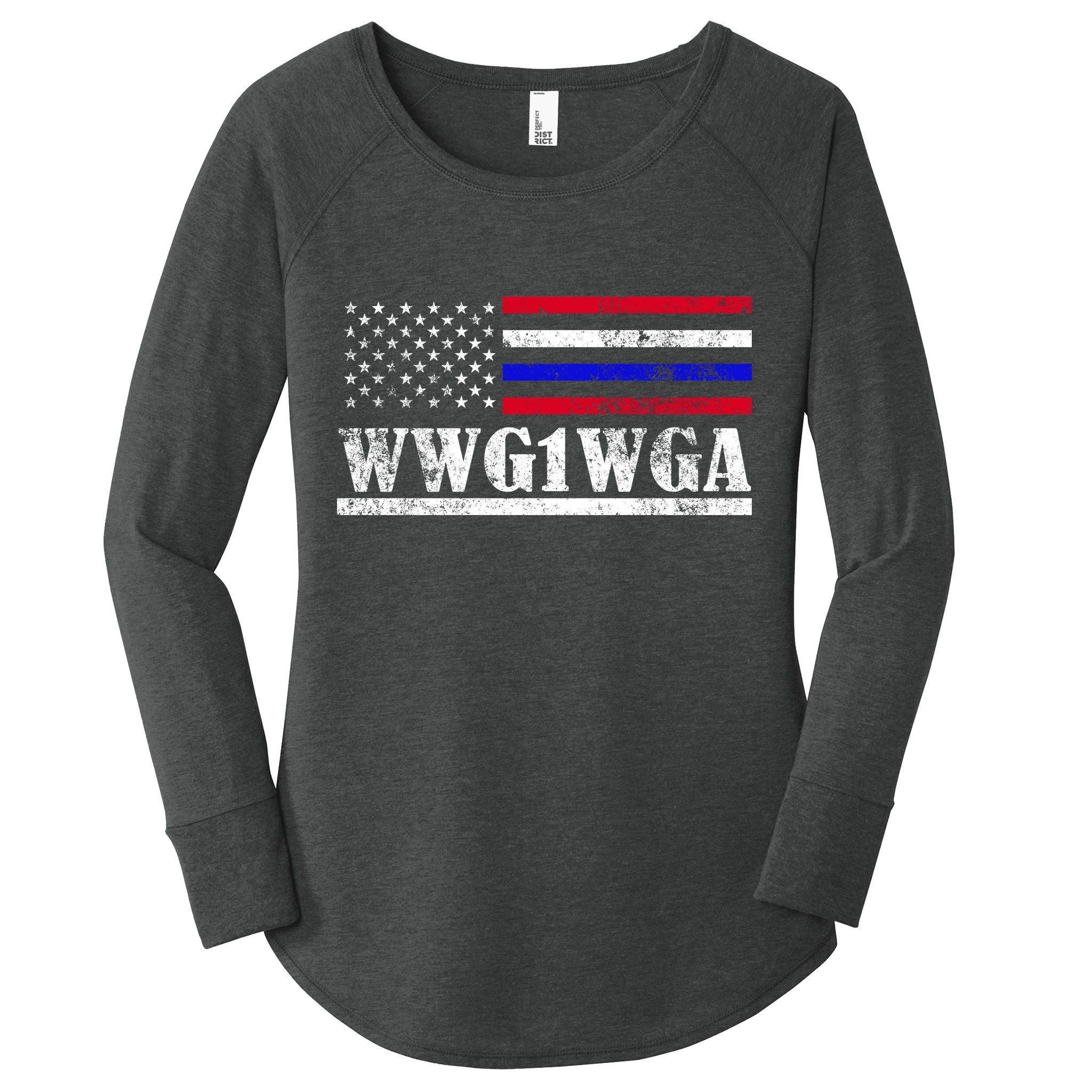 WWG1WGA Qanon Political Conspiracy Women's Perfect Tri Tunic Long Sleeve Shirt