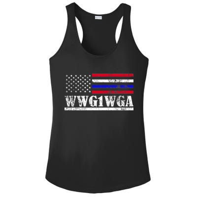 WWG1WGA Qanon Political Conspiracy Ladies PosiCharge Competitor Racerback Tank