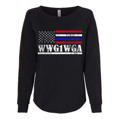 WWG1WGA Qanon Political Conspiracy Womens California Wash Sweatshirt