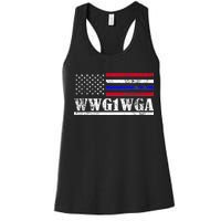 WWG1WGA Qanon Political Conspiracy Women's Racerback Tank