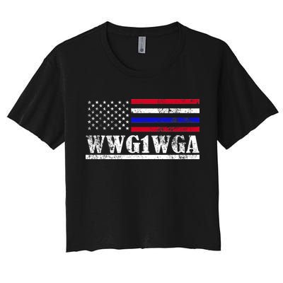 WWG1WGA Qanon Political Conspiracy Women's Crop Top Tee