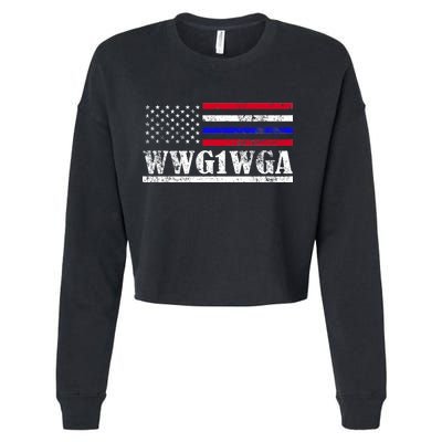 WWG1WGA Qanon Political Conspiracy Cropped Pullover Crew