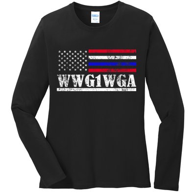 WWG1WGA Qanon Political Conspiracy Ladies Long Sleeve Shirt