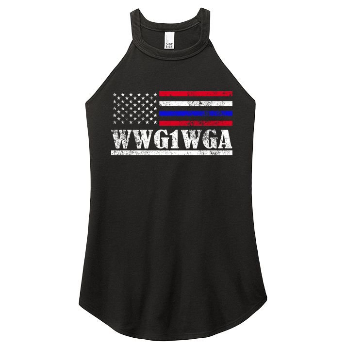 WWG1WGA Qanon Political Conspiracy Women's Perfect Tri Rocker Tank