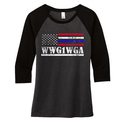 WWG1WGA Qanon Political Conspiracy Women's Tri-Blend 3/4-Sleeve Raglan Shirt