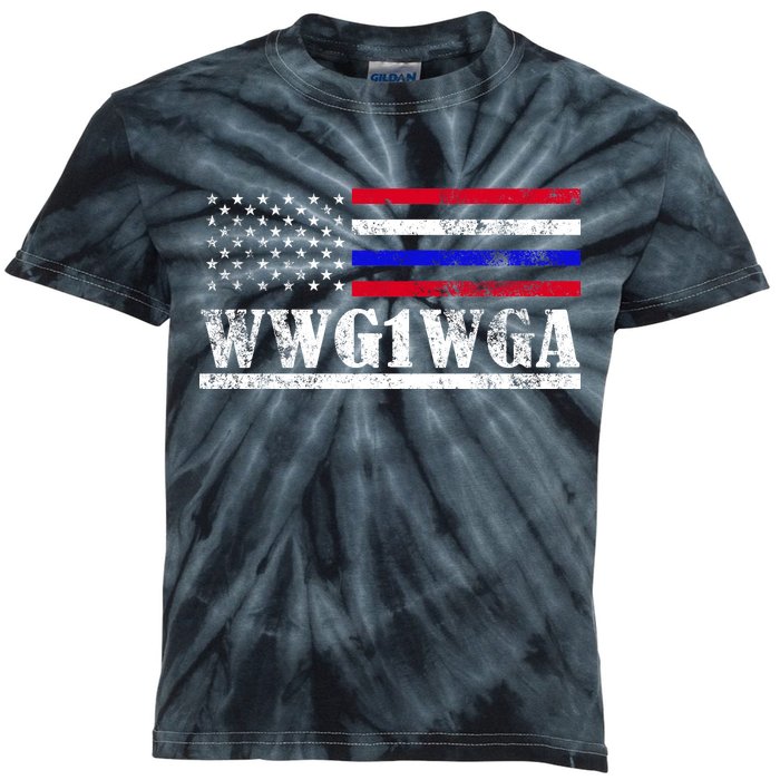 WWG1WGA Qanon Political Conspiracy Kids Tie-Dye T-Shirt