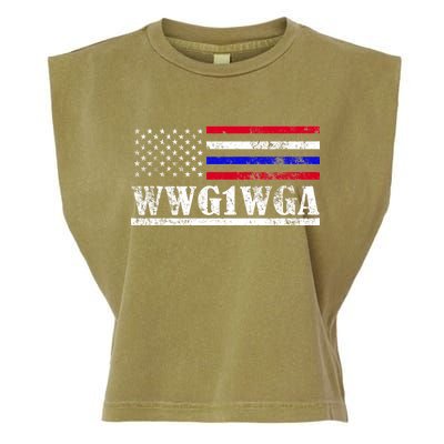 WWG1WGA Qanon Political Conspiracy Garment-Dyed Women's Muscle Tee