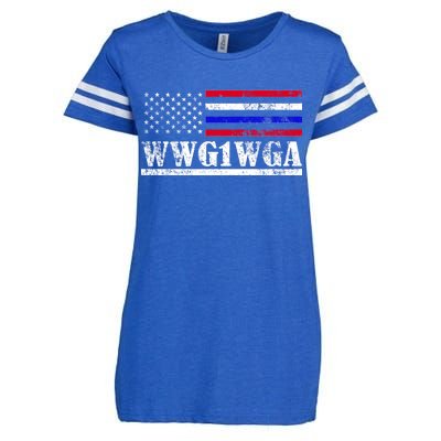 WWG1WGA Qanon Political Conspiracy Enza Ladies Jersey Football T-Shirt