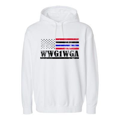 WWG1WGA Qanon Political Conspiracy Garment-Dyed Fleece Hoodie