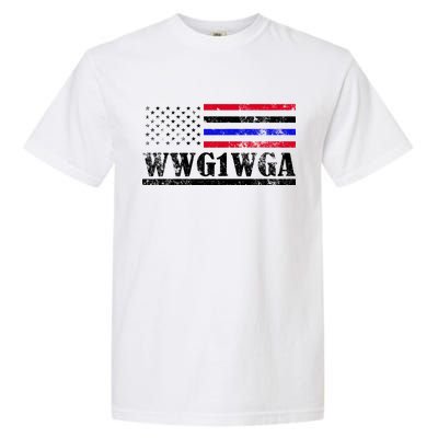 WWG1WGA Qanon Political Conspiracy Garment-Dyed Heavyweight T-Shirt