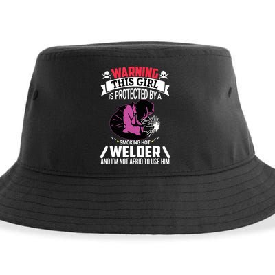 Welder Welding Girlfriend Warning This Girl Is Protected By Premium Sustainable Bucket Hat