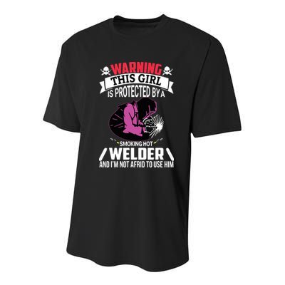 Welder Welding Girlfriend Warning This Girl Is Protected By Premium Youth Performance Sprint T-Shirt