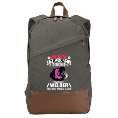 Welder Welding Girlfriend Warning This Girl Is Protected By Premium Cotton Canvas Backpack