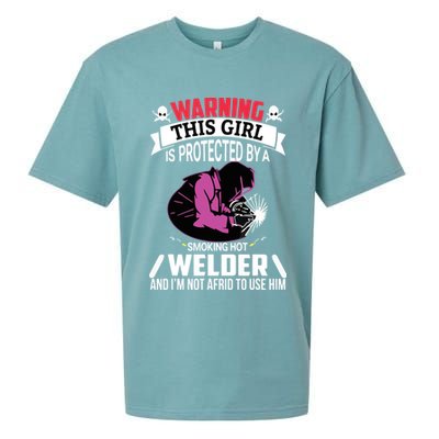 Welder Welding Girlfriend Warning This Girl Is Protected By Premium Sueded Cloud Jersey T-Shirt