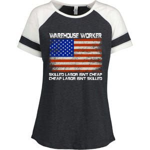 Warehouse Worker Gift Union Labor Day Gift American Flag Cute Gift Enza Ladies Jersey Colorblock Tee