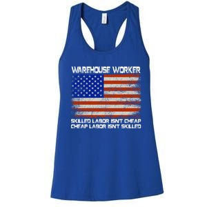 Warehouse Worker Gift Union Labor Day Gift American Flag Cute Gift Women's Racerback Tank