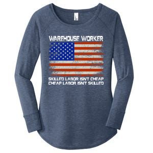 Warehouse Worker Gift Union Labor Day Gift American Flag Cute Gift Women's Perfect Tri Tunic Long Sleeve Shirt