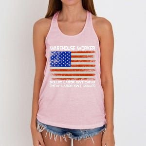 Warehouse Worker Gift Union Labor Day Gift American Flag Cute Gift Women's Knotted Racerback Tank