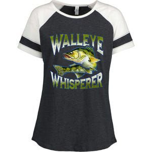 Walleye Whisperer Graphic Fishing Gift Fisher Gift Enza Ladies Jersey Colorblock Tee