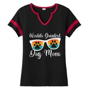 Womens Worlds Greatest Dog Mom Women's Day Mothers Day Ladies Halftime Notch Neck Tee