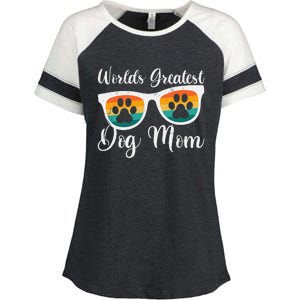 Womens Worlds Greatest Dog Mom Women's Day Mothers Day Enza Ladies Jersey Colorblock Tee