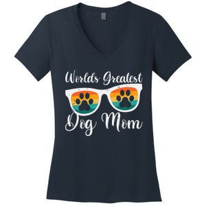 Womens Worlds Greatest Dog Mom Women's Day Mothers Day Women's V-Neck T-Shirt