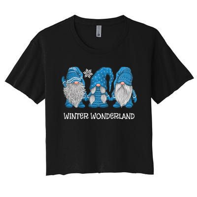 Winter Wonderland Gnomes Winter Snowy Gnomes Snow Gnome Women's Crop Top Tee