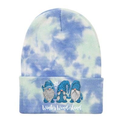 Winter Wonderland Gnomes Winter Snowy Gnomes Snow Gnome Funny Gift Tie Dye 12in Knit Beanie