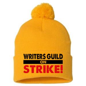 WGA Writers Guild Of America On Strike Anti AI Chatbots Pom Pom 12in Knit Beanie