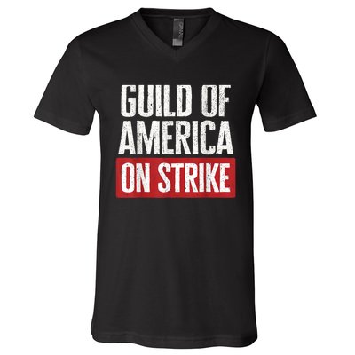 WGA Writers Guild Of America On Strike V-Neck T-Shirt