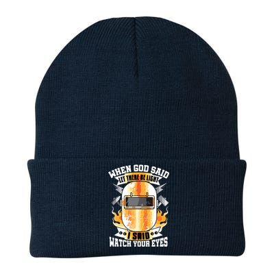 Welding When God Said Let There Be Weld Instructor Welder Knit Cap Winter Beanie