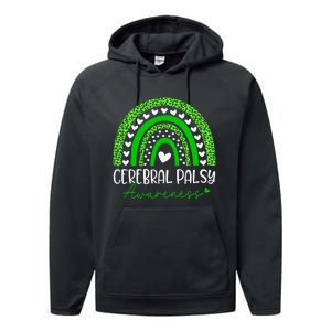 We Wear Green Cerebral Palsy Cp Awareness Performance Fleece Hoodie