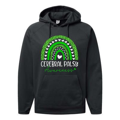 We Wear Green Cerebral Palsy Cp Awareness Performance Fleece Hoodie