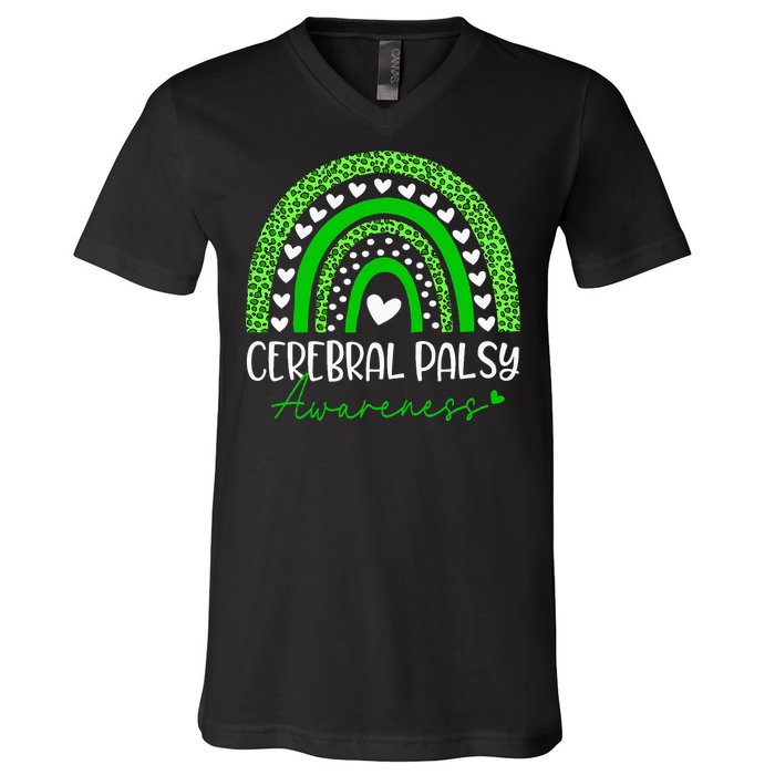 We Wear Green Cerebral Palsy Cp Awareness V-Neck T-Shirt