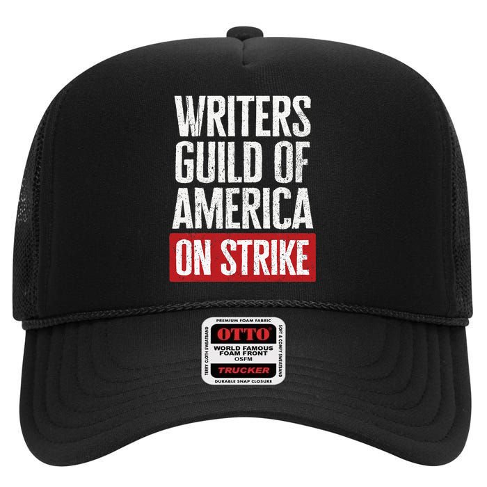 WGA Writers Guild Of America On Strike Anti AI Chatbots High Crown Mesh Back Trucker Hat