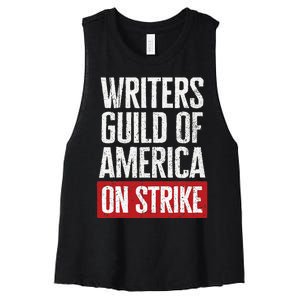 WGA Writers Guild Of America On Strike Anti AI Chatbots Women's Racerback Cropped Tank