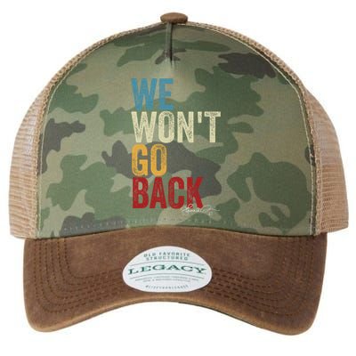 We WonT Go Back Kamala Harris 2024 Kamala Waltz Vintage Gift Legacy Tie Dye Trucker Hat