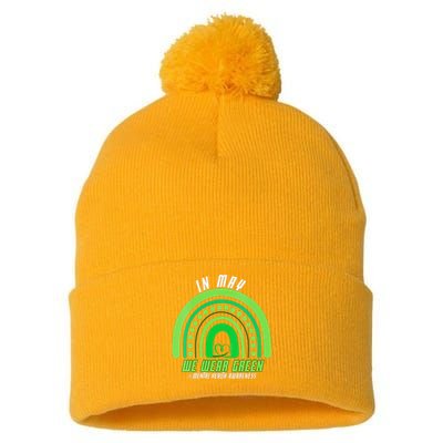 We Wear Green Mental Health Awareness Pom Pom 12in Knit Beanie