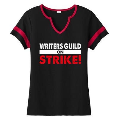 WGA Writers Guild Of America On Strike Anti AI Chatbots Ladies Halftime Notch Neck Tee