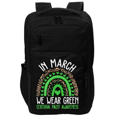 We Wear Green Cerebral Palsy Awareness CP Month Rainbow Impact Tech Backpack