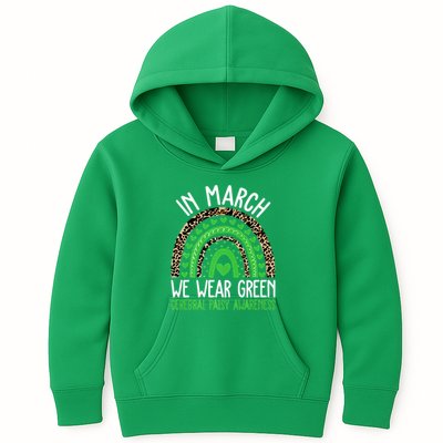 We Wear Green Cerebral Palsy Awareness CP Month Rainbow Kids Hoodie