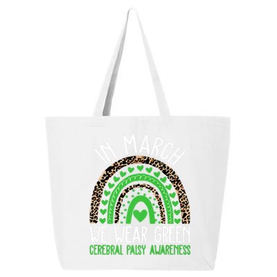 We Wear Green Cerebral Palsy Awareness CP Month Rainbow 25L Jumbo Tote