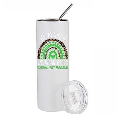 We Wear Green Cerebral Palsy Awareness CP Month Rainbow Stainless Steel Tumbler