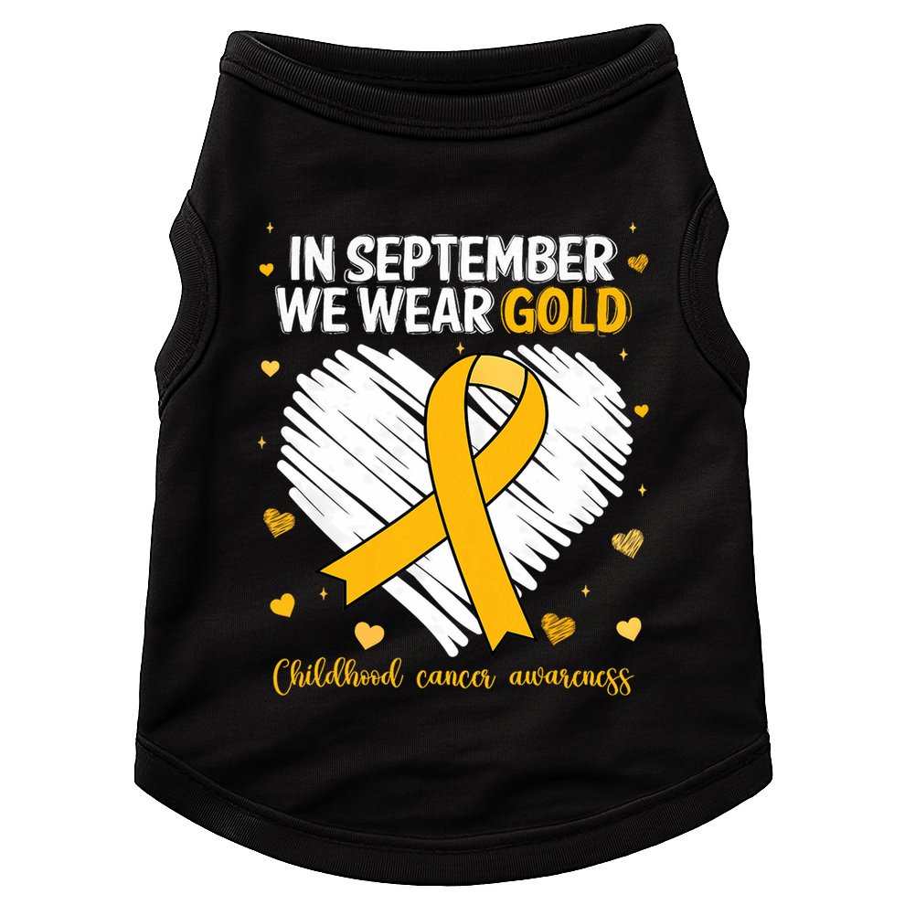 We Wear Gold Childhood Cancer Awareness Gold Ribbon Heart Doggie Tank