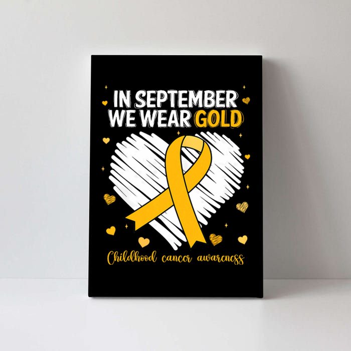 We Wear Gold Childhood Cancer Awareness Gold Ribbon Heart Canvas