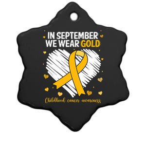 We Wear Gold Childhood Cancer Awareness Gold Ribbon Heart Ceramic Star Ornament